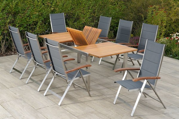 MX GartenmöBel Ferrara Set 9 Tlg. Edelstahl TerrassenmöBel BalkonmöBel Tisch-image