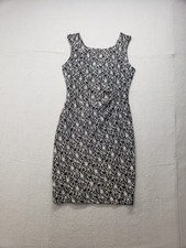 Cb Established 1962 Women Sheath Dress 12 Black White Floral Lace Casual Formal