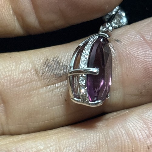 Authentic Gloria Vanderbilt Swarovski adjustable purple drop pendant necklace - Picture 8 of 16