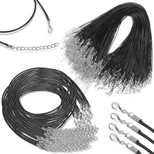 500 Pieces Waxed Necklace Cord Bulk 1.5 Mm Black Waxed Cotton Cord with Clasp Ne