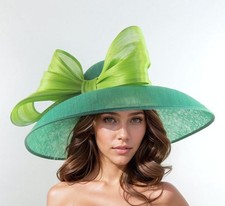 Emerald Kelly Lime Acid Green Ladies Day Ascot Tea Party Hats Kentucky Derby