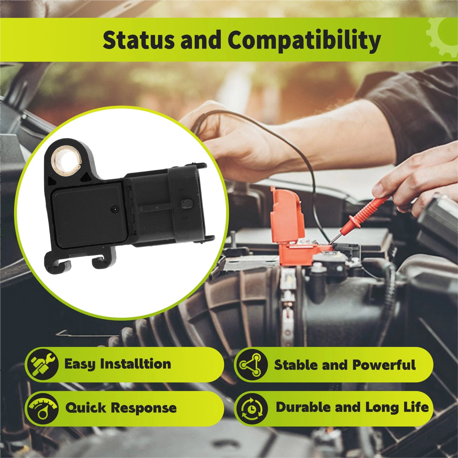 MAP MANIFOLD ABSOLUTE PRESSURE Sensor OEM 0261230263 For 2009-2015 Cadillac CTS