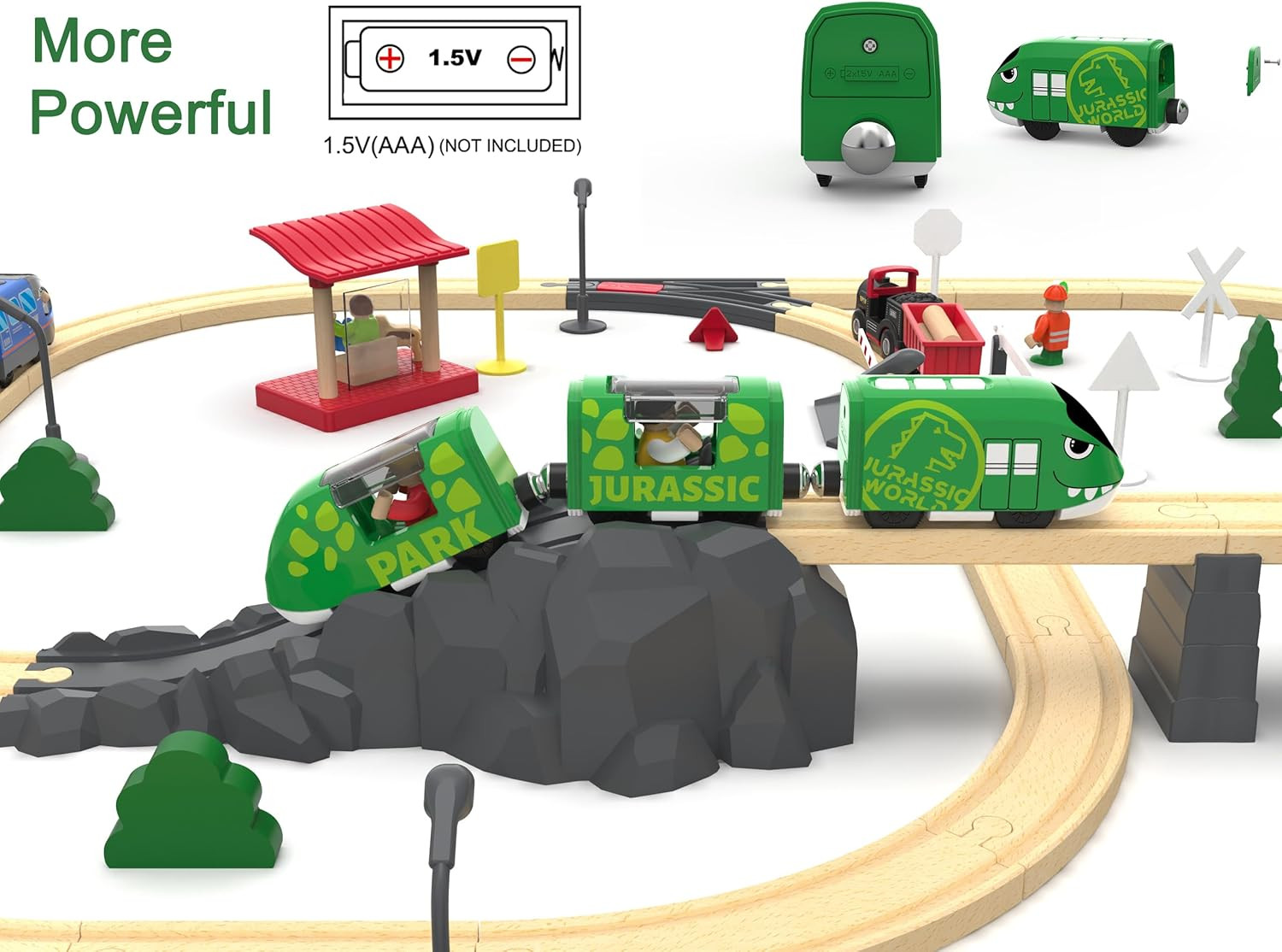 Toy Train Set for Wooden Tracks, Battery Operated Train for Toddlers, Motorized 