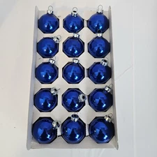 Rauch Royal Blue Glass Christmas Ball Ornaments Set Of 15 Shiny 1.75" Round