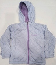 Columbia Jacket Girls sz 4/5 Purple Reversible Hooded Insulated Quilted Puffer