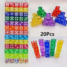 20Pcs Multicolor Transparent Six Sided Spot Dice Toys D6 Role Playing Game 0.63"