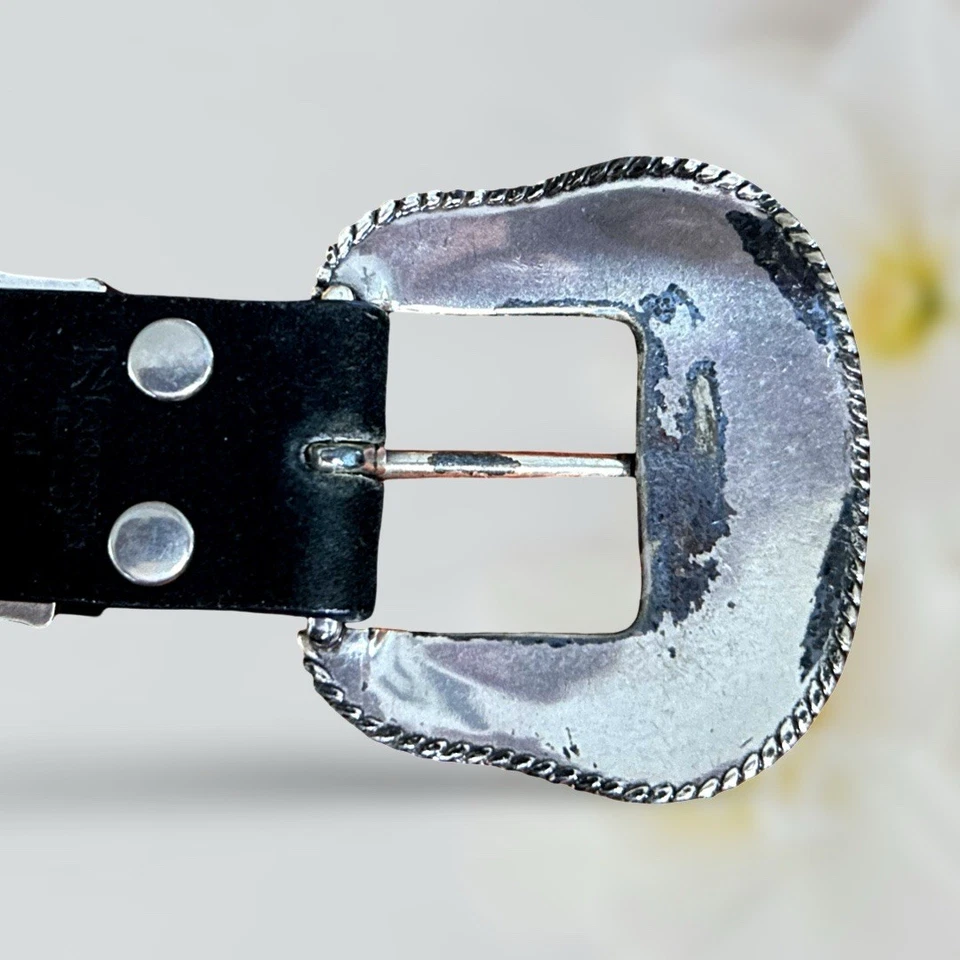 Cinturón occidental de cuero gamuza negro Nocona pedrería brillante para mujer talla mediana Foto 4 de 4