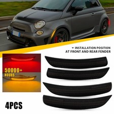 4x Led Side Marker Light Front Rear Bumper Smoked For 2012 2013-2019 Fiat 500 Eh 4x Led Side Marker Light Front Rear Bumper Smoked For 2012 2013-2019 Fiat 500 Eh