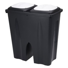 Duo Müll Eimer 50 L schwarz - 2x 25 L - Abfall Sammler Trenner Behälter Deckel
