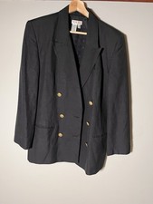 Vintage Talbots Elegant Black Blazer with Gold button Accents Size 12