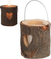Cabilock Herz Kerzenhalter Holz Rustikaler Teelichthalter Baumstamm Windlicht Vi