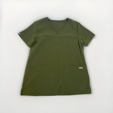 Women  s FIGS Technical Collection V-Neck 2-Pocket Scrub Top Olive Green Size S