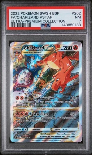 2022 POKEMON SWSH BLACK STAR PROMO #262 FULL ART/CHARIZARD VSTAR PSA 7