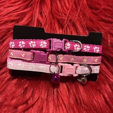 3 X Pink Cute Cat Safety Collar with Bell for Cat Or Small Dog Nylon Adjustable