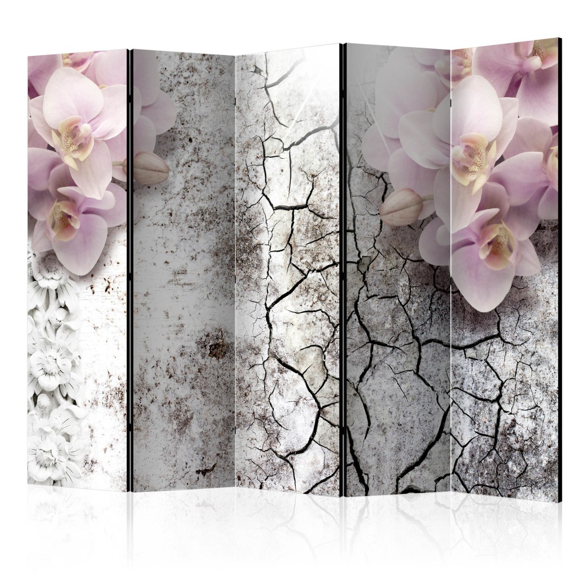 Paravent 5 volets cloison amovible de séparation 172x225 cm