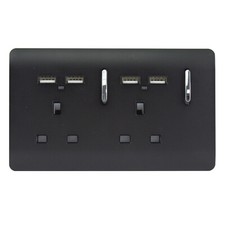 USB Plug Socket 2 Gang 13 Amp Screwless Designer Decorative Modern Trendi Switch