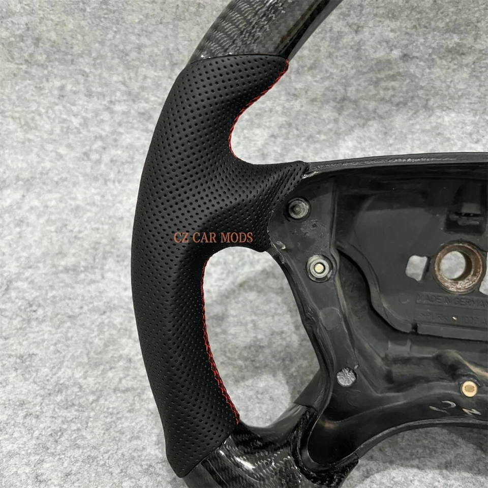 Volante de cuero de fibra de carbono para Mercedes-Benz W209 W211 W219 2002 2003 Foto 4 de 4