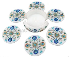 4.5 Inches Marble Gifi-able Coaster Set Beautiful Art Tea Coaster for Wedding