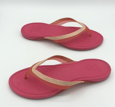 Crocs Womens Rubber Slip On Thong Sandals Pink Size 10 | eBay