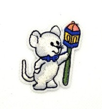 Cute Mouse neck tie street light Embroidered Iron On Patch Applique 149