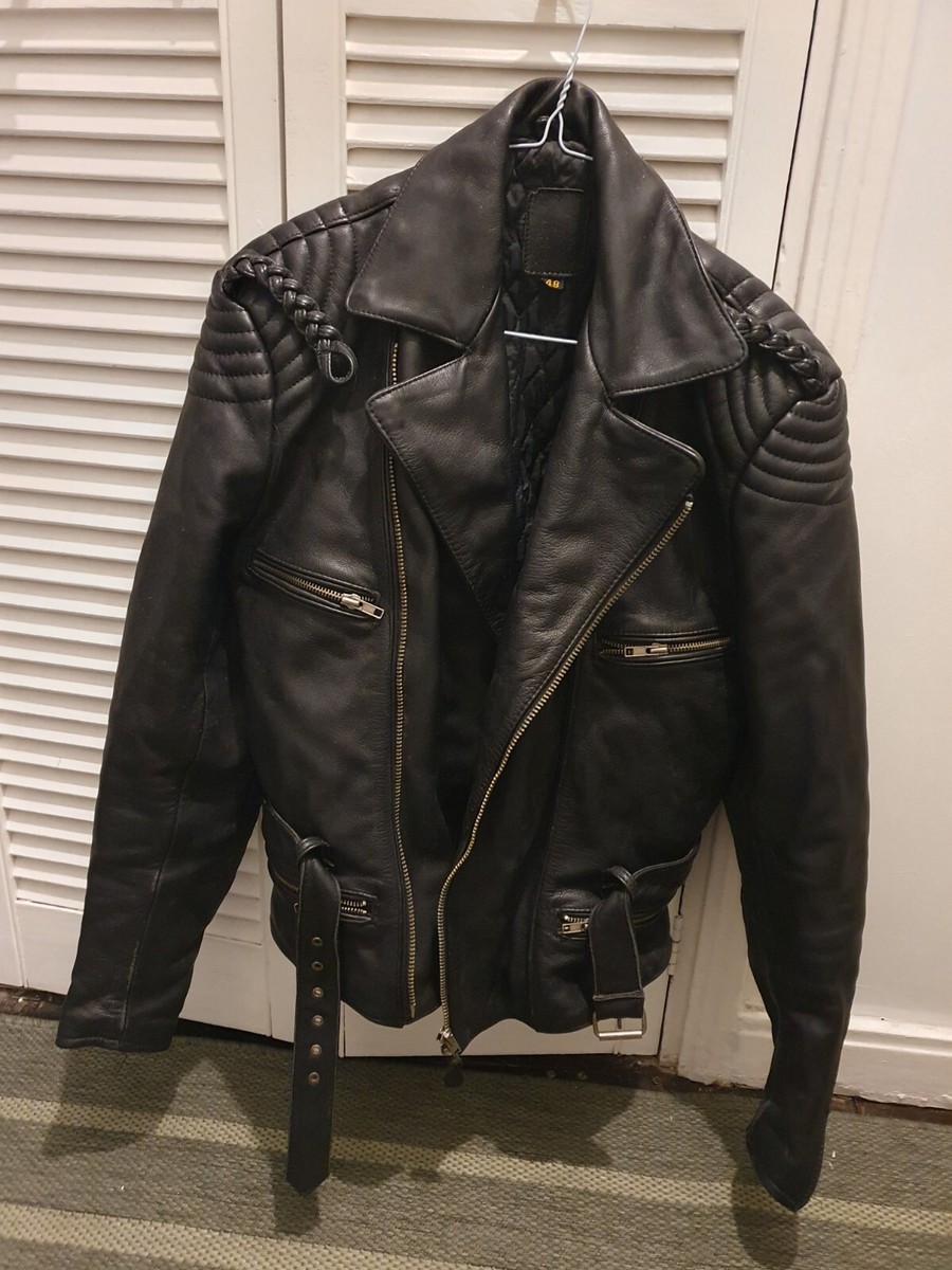 Vintage Echtes Leder Leather Biker Jacket UK