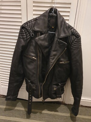Vintage Echtes Leder Leather Biker Jacket UK