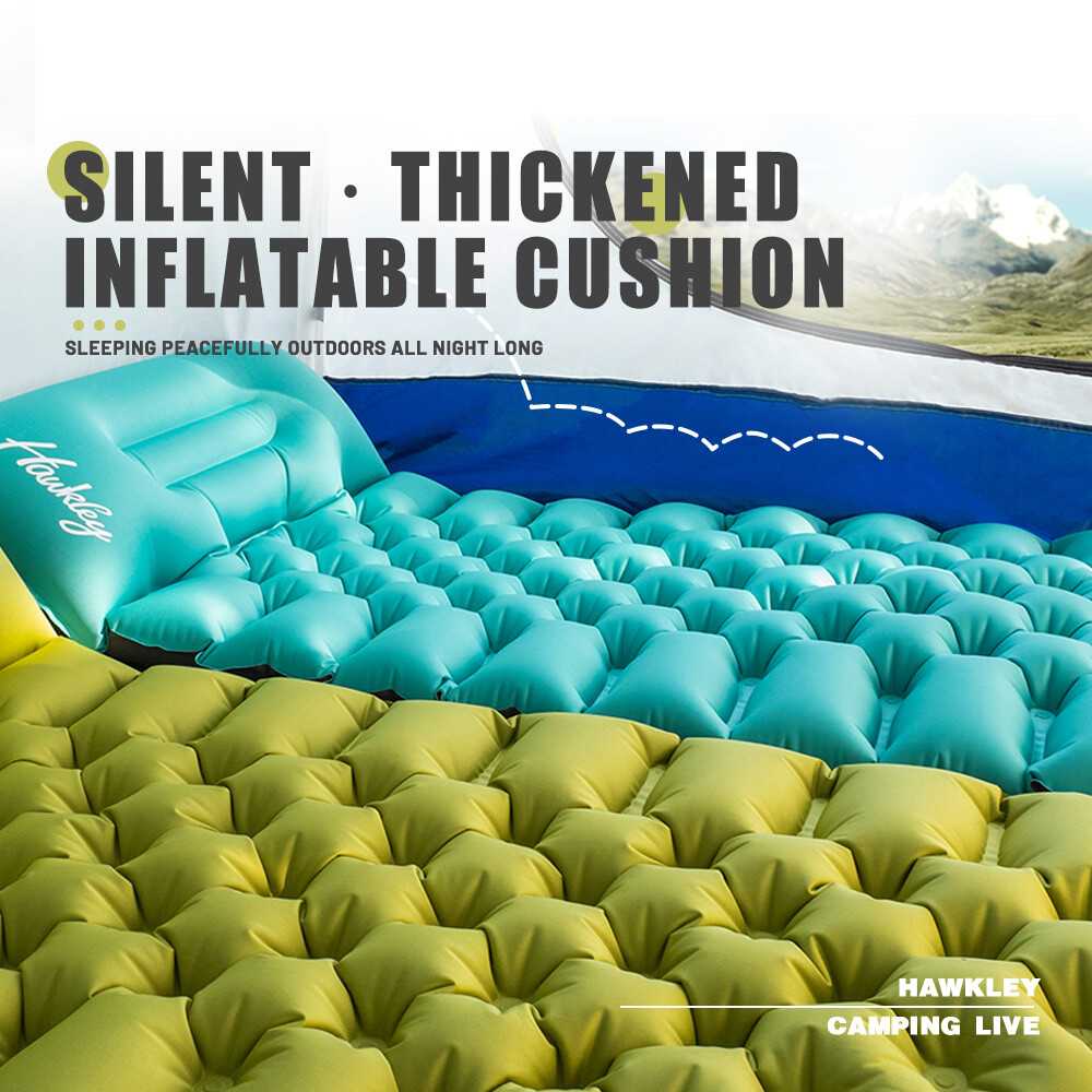 Blue Self-Inflating Sleeping Pad - Durable Sleep Mat for Camping w/Storage Bag