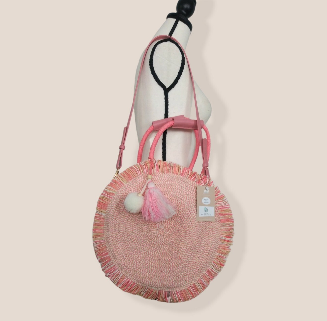 Trendy Coral & White Circle Straw Purse - Must-Have Summer Accessory