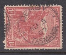 Tasmania 'Derby' pmk on 1d. red pictorial Rated 1 VC by Hardinge.