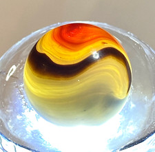 VITRO AGATE HYBRID TIGER EYE RARE TRANSPARENT BANDS BLACK LINE .61" NM /- M193