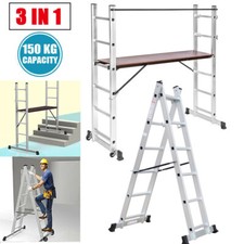 Aluminium Platform 6 Steps Folding Ladder Maximum 150KG Load Anti Slip Safety