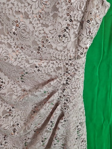 Scarlett Sequin Cutout Bodycon Dress Size 6 Sleeveless Lined Beige Ruched Side - Picture 3 of 14