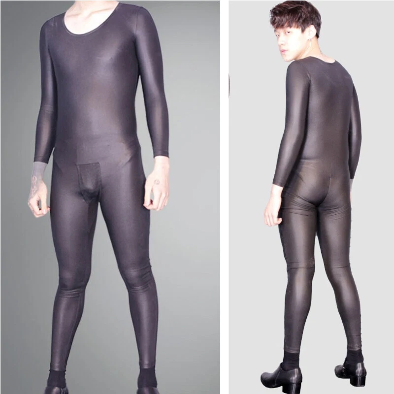 Hombres Imitación Cuero Spandex Body Mono Medias Club Wear Disfraz Foto 2 de 4