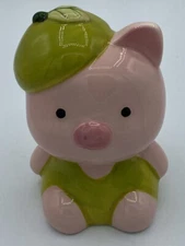 Piggy Bank Pink Ceramic 4.5" Daiso Lime