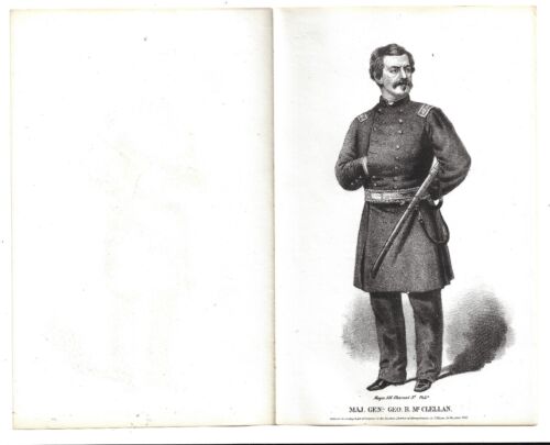 1861 Unused Civil War Soldier's Letter Sheet Stationery Gen McClellan Engraving - Afbeelding 1 van 3