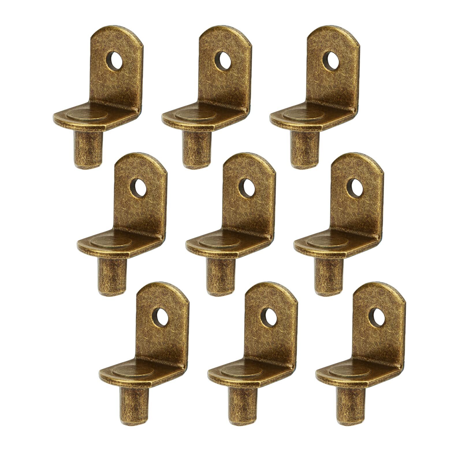 40pcs Bronze L-Shaped Metal Shelf Pegs with 6mm Hole Cabinet Support Clips-image