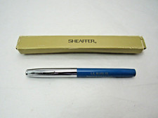 Vintage Scheaffer Fountain Pen Blue Chrome M Nib LE Blain Co Advert. Made in USA