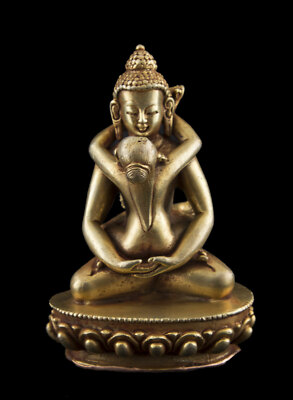 -statue Buddhistisches Buddha Samantabhadra Kupfer Hohe Qualität 8,2cm Nepal #