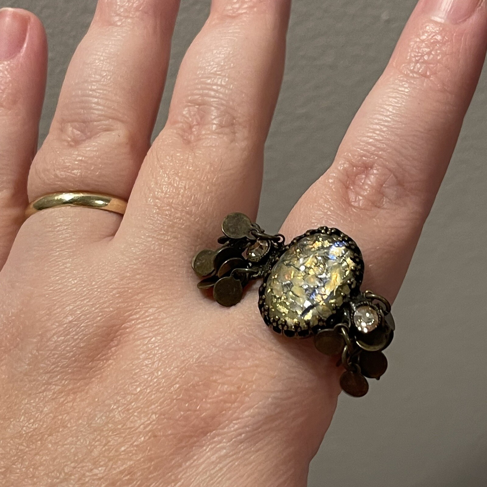 Dark Embellished Oval Ring Statement Handcrafted … - image 8