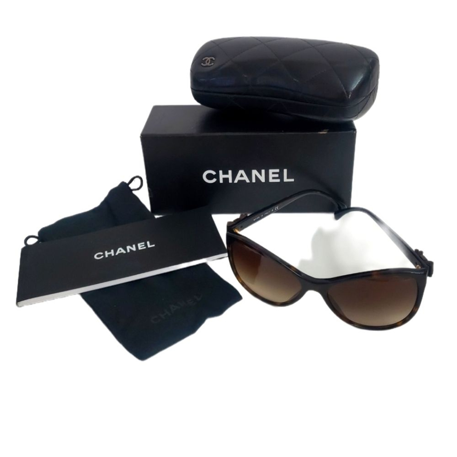 Chanel Cat Eye Sunglasses in Tortoise Shell with Case and Box Made in Italy-image