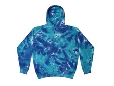 Tie Dye Blue Mix Hoodie Adult S-3XL Colortone Pockets No Zipper Long Sleeve