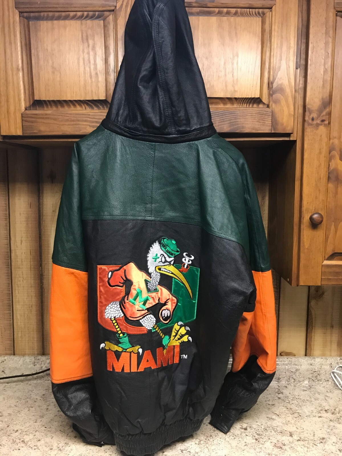 UNIQUE MIAMI HURRICANES LEATHER COAT 