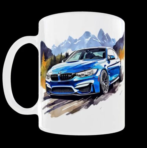 BMW mug Blue BMW M3 Car mug water colour car art Coffee Mug Tea cup BMW mug - Picture 1 of 12