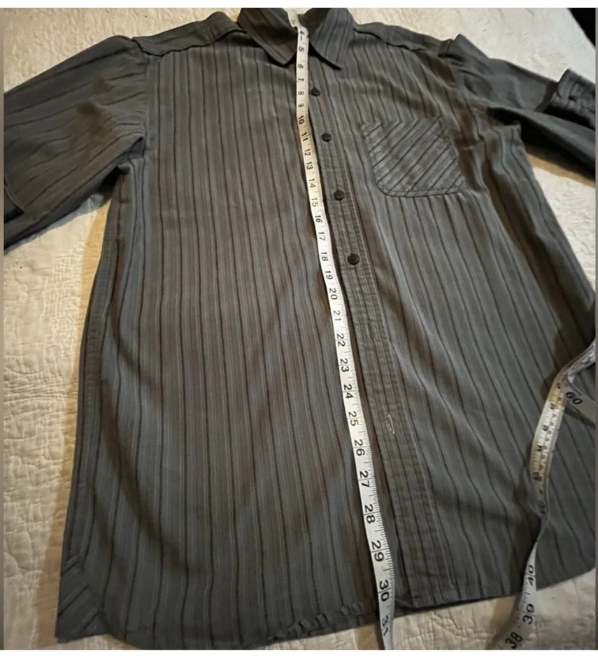 Camisa de vestir gris a rayas manga larga REI CO OP para hombre Foto 4 de 4