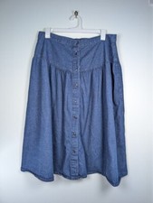 Vintage 90s Diamond L western Skirt Size 24 Denim Prairie Cowgirl Boho Flowy USA