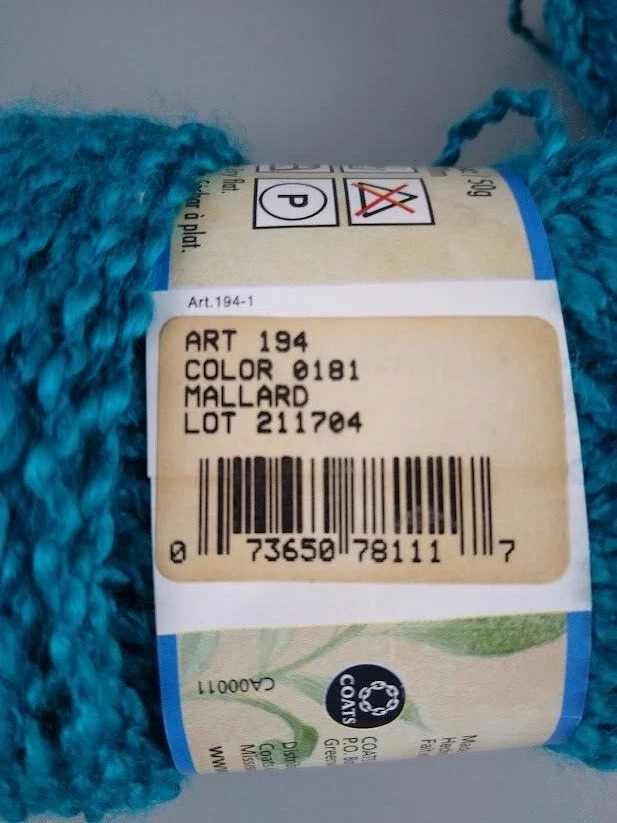 Royale Rave Crochet Azul Boucle Hilo Mallard #0181 - Lote de 2 madejas Foto 2 de 3