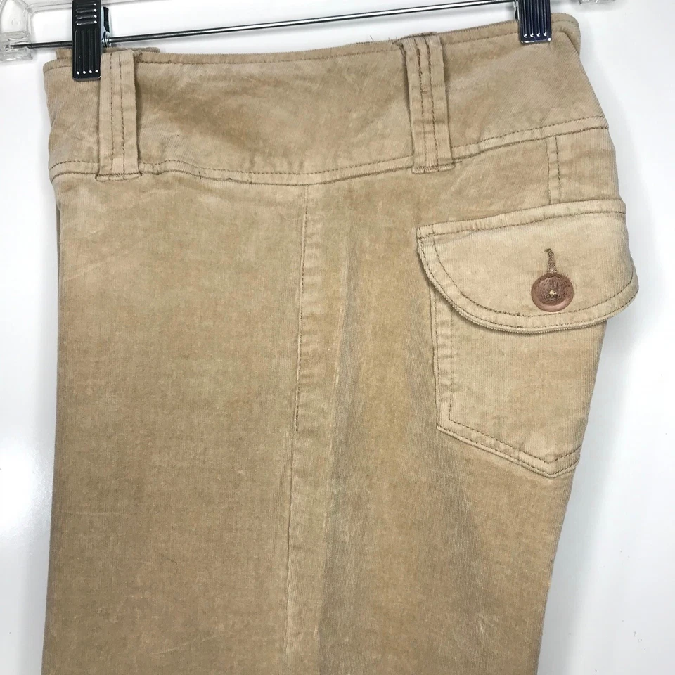 Винтажные широкие вельветовые брюки-капри Charlotte Russe для подростков 9 желтовато-коричневые эластичные Y2K - Изображение 3 из 4