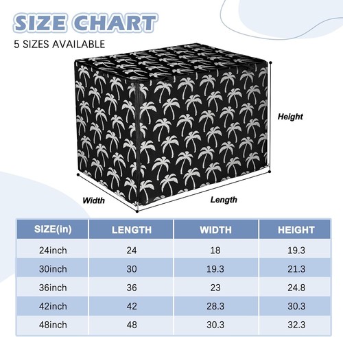 Stylish Black Print Dog Crate Cover - Machine Washable for 24-48 Inch Crates - Picture 7 of 8
