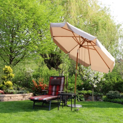 Ø 3m Holz- Sonnenschirm Florida Gartenschirm Marktschirm UV Schutz 50+ Terrasse