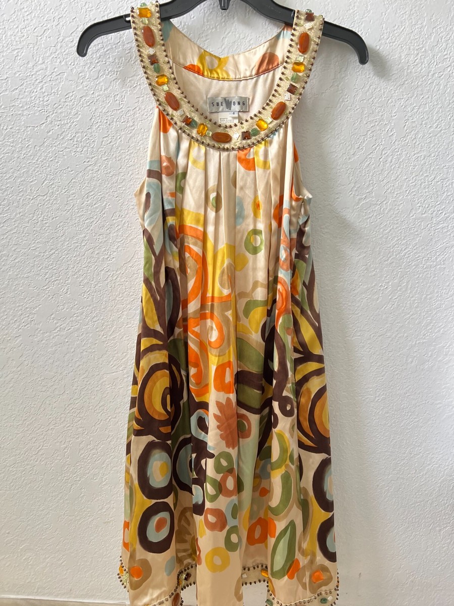 vintage sue wong beaded dress collar Size 6 *slight flaws Faeriesty Plus Size Royal F040125 Color:Caramel Pink